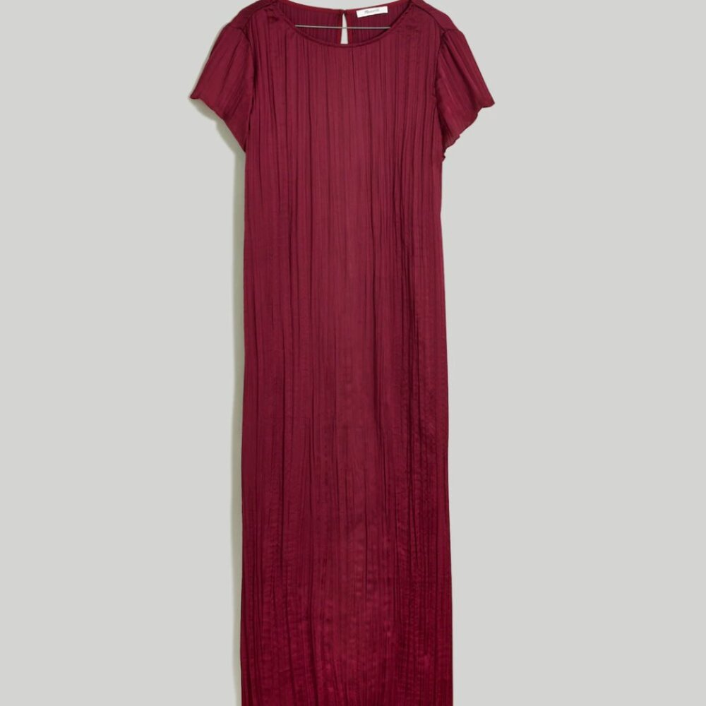 Madewell Short-Sleeve Slip Midi Dress in Plissé, Petite XS NWOT